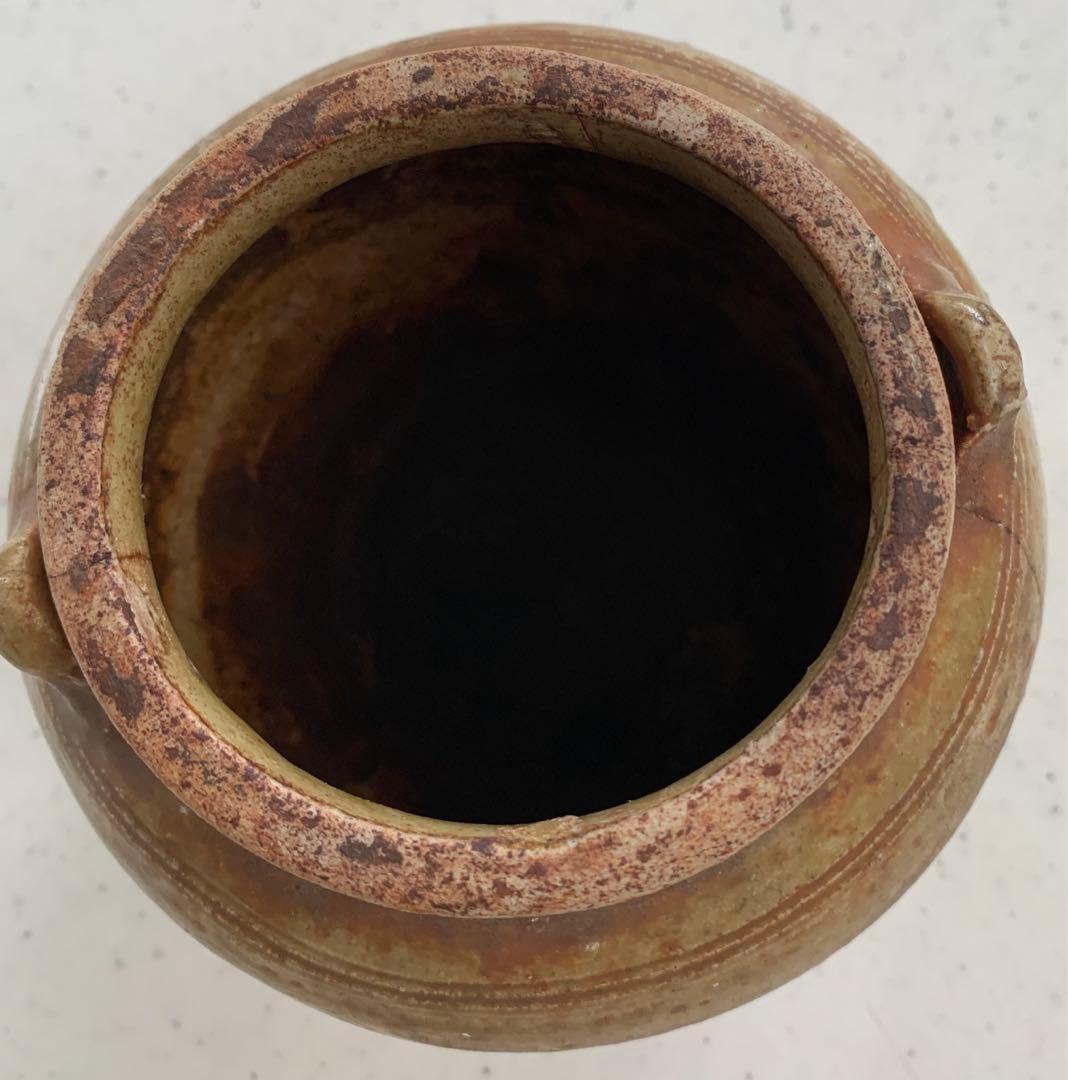 瀬戸焼　お歯黒壺　高台　双耳　アンティーク