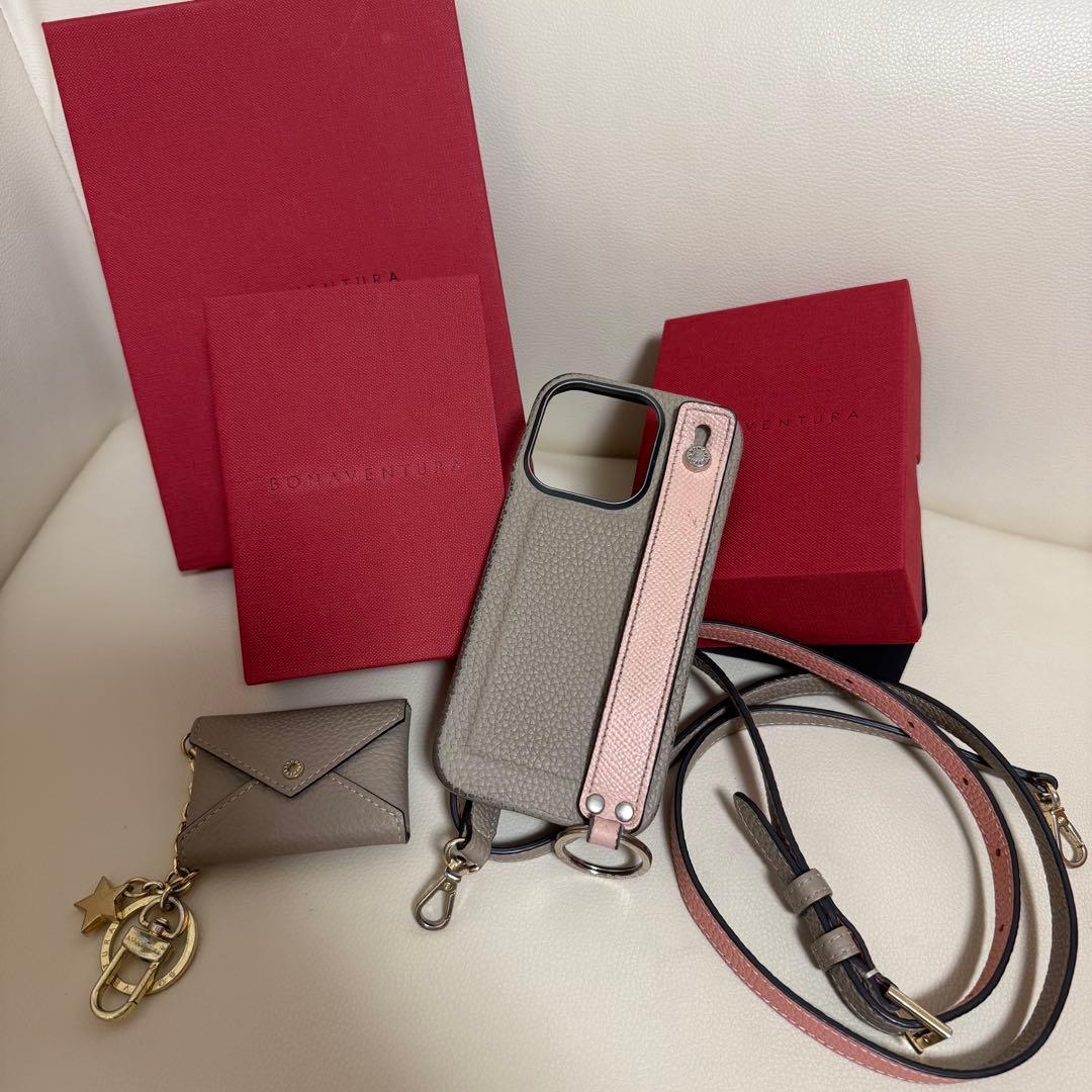 【美品】 ボナベンチュラ スター チェーンキーホルダー シュリンク グレージュ