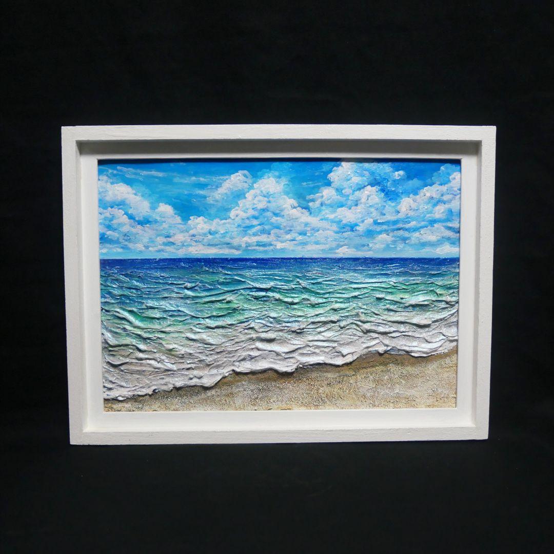 油絵 油彩 油彩画 絵 絵画【夏の砂浜の海】