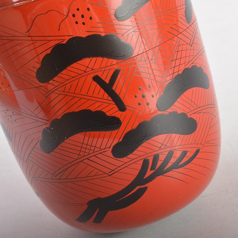 茶道具　井筒寛斎造　玄々斎好　鶴に山水図　曙棗　共箱　V　R5267