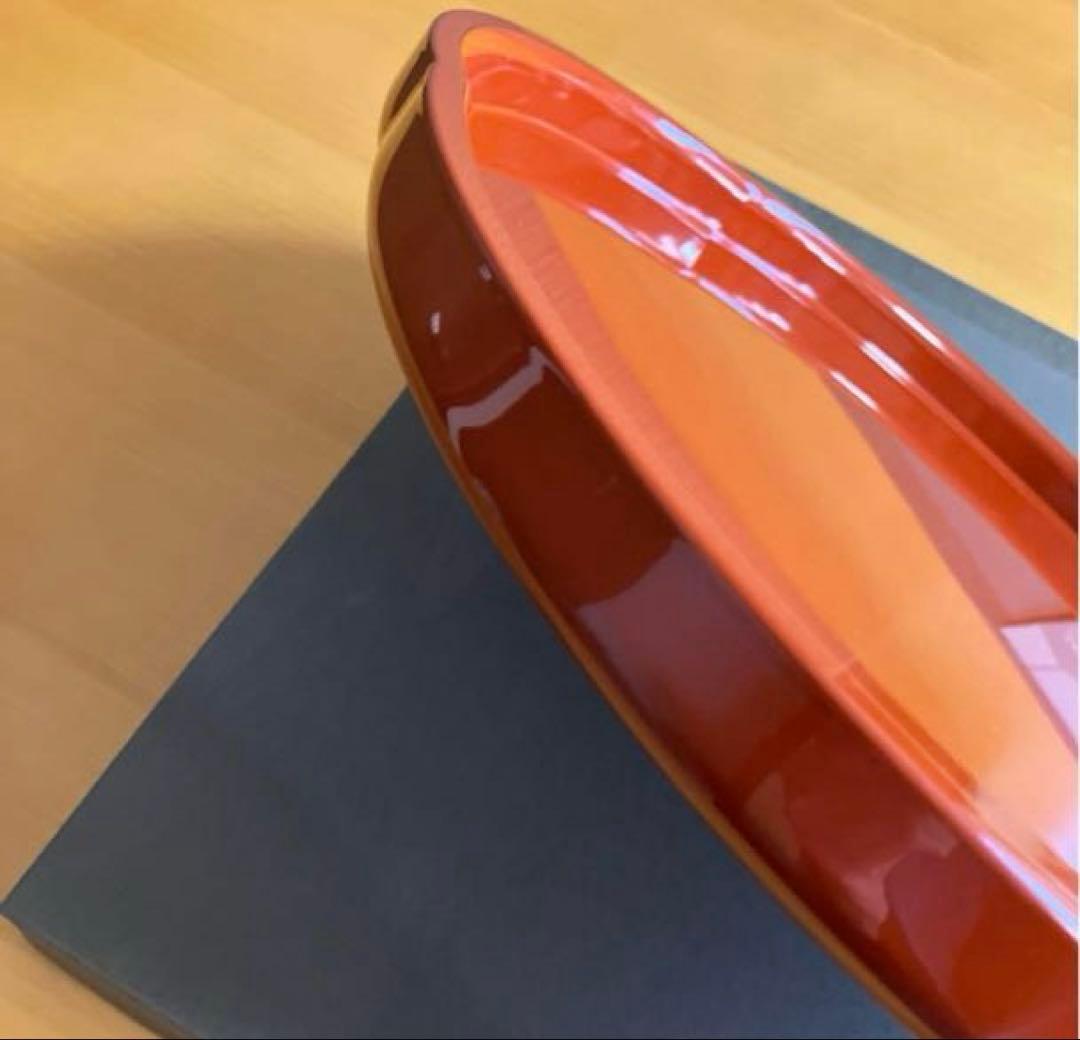 【未使用】 山田平安堂　梅盆　朱塗り　研出（大）　天然木　廃盤　希少サイズ