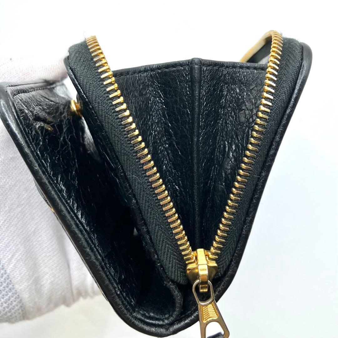 【美品】バレンシアガ　二つ折り財布　コンパクト　ビルフォード　ジップ　黒