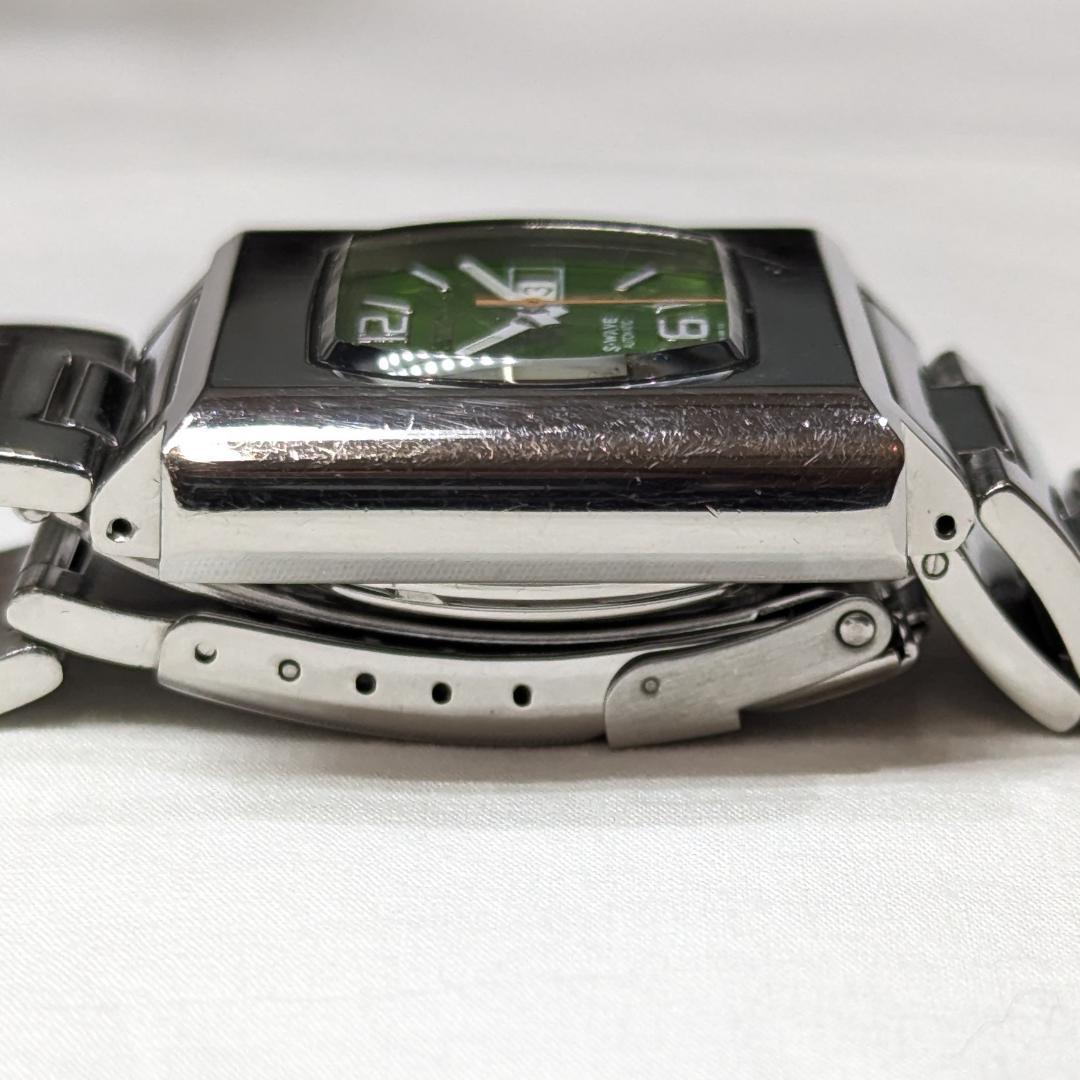 セイコー S-WAVE 自動巻き スクエアケース・稼働品・緑文字盤・デイデイト