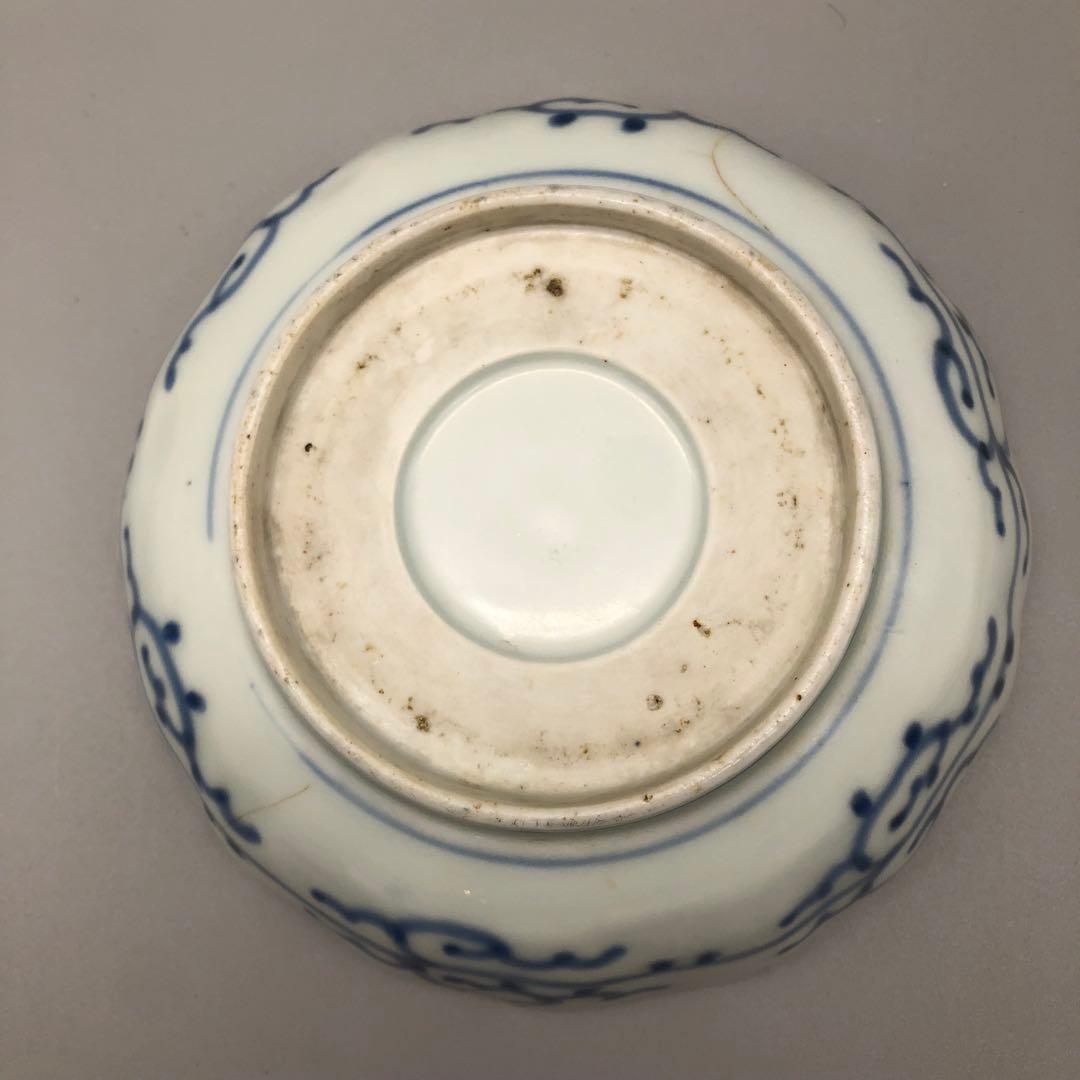 年代物希少古伊万里染付みじん唐草文なます皿 3枚15cm骨董品ビンテージ食器