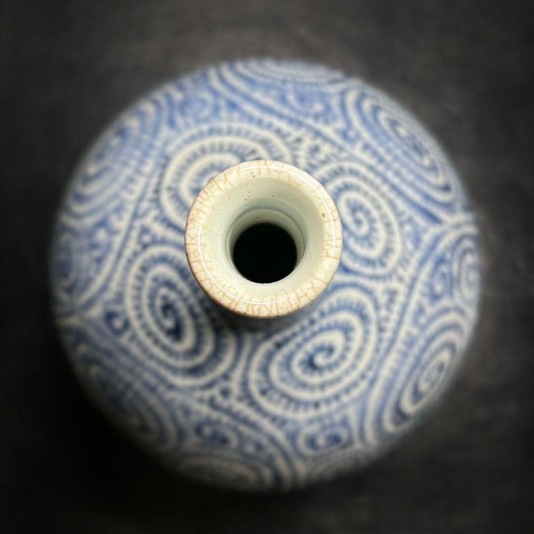 ☆江戸期 古伊万里 染付！蛸唐草文 鶴首 瓶/徳利/花入！☆