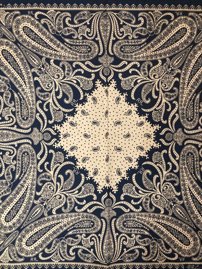 RRL ペイズリー柄 バンダナ ネイビー/アイボリー　未使用