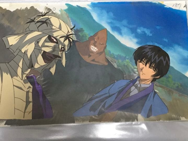 ○るろうに剣心○瀬田宗次郎、志々雄真実、尖角 背景付 セル画