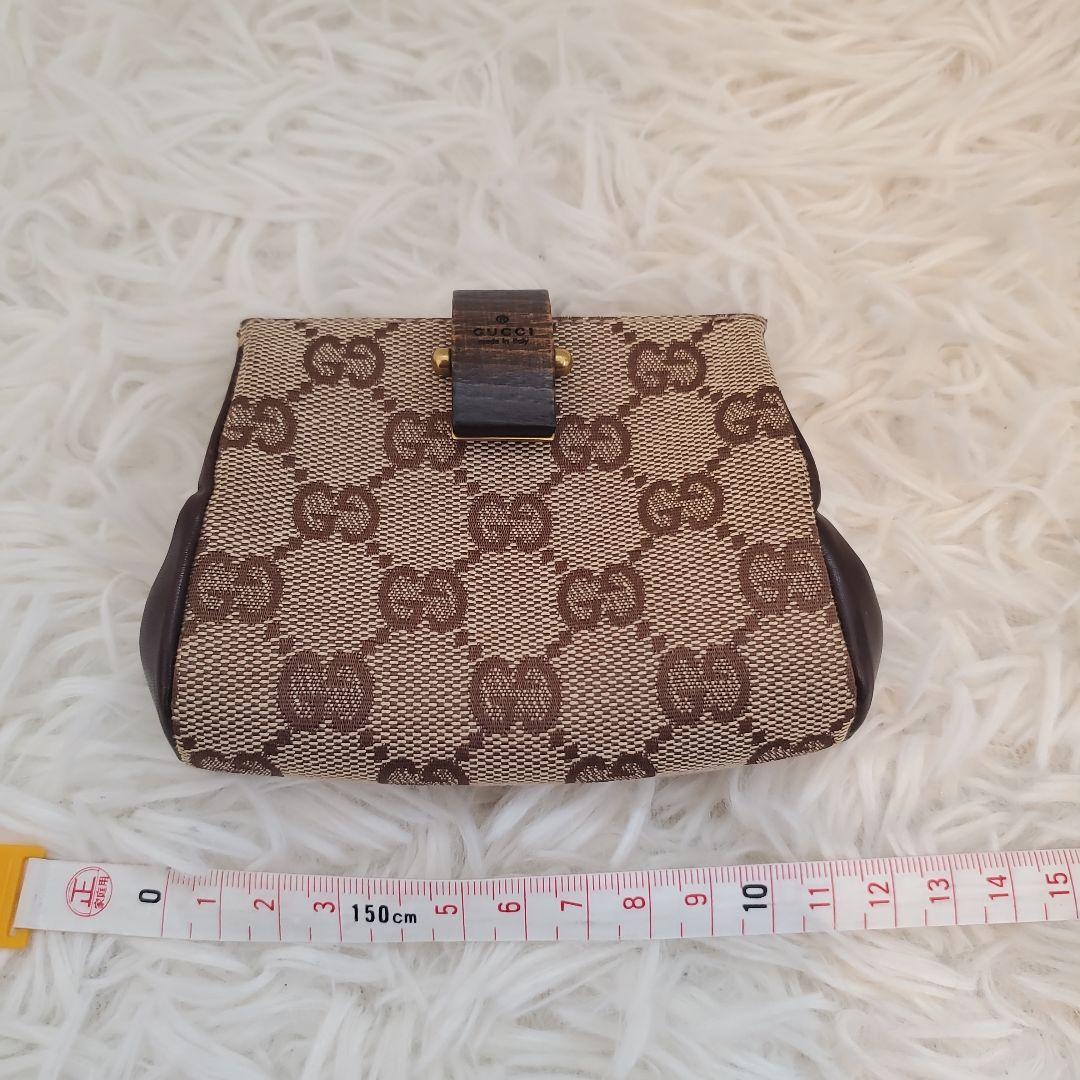 ⭐極美品⭐GUCCI　GG　木使用　ガマ口　財布　小銭入れ　ウォレット