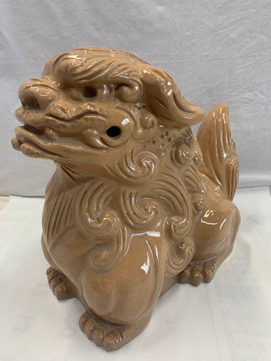 獅子　シシ　狛犬　シーサー　焼物 九谷焼 獅子の置物 シーサー 狛犬 魔除け 緣起置物 - メルカリ