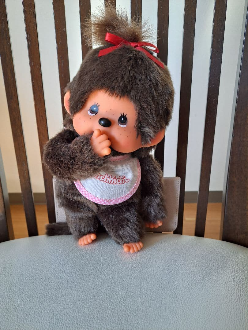 【稀少】モンチッチ Mサイズ女の子　ぬいぐるみ「ほっぺぷっくり」レトロ　セキグチ