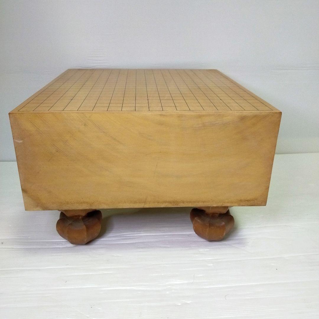 【迫力の6寸】足付き碁盤 新カヤ（推定） 18cm ヘソ付 木製カバー付 囲碁