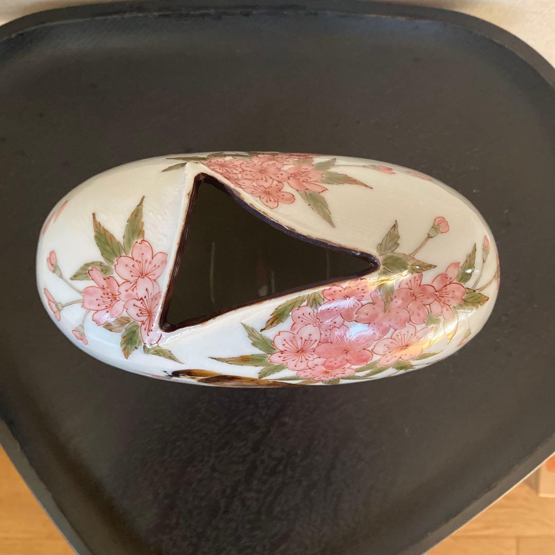 九谷焼＊山田 義明＊桜に雀 扁壺・花器 - メルカリ