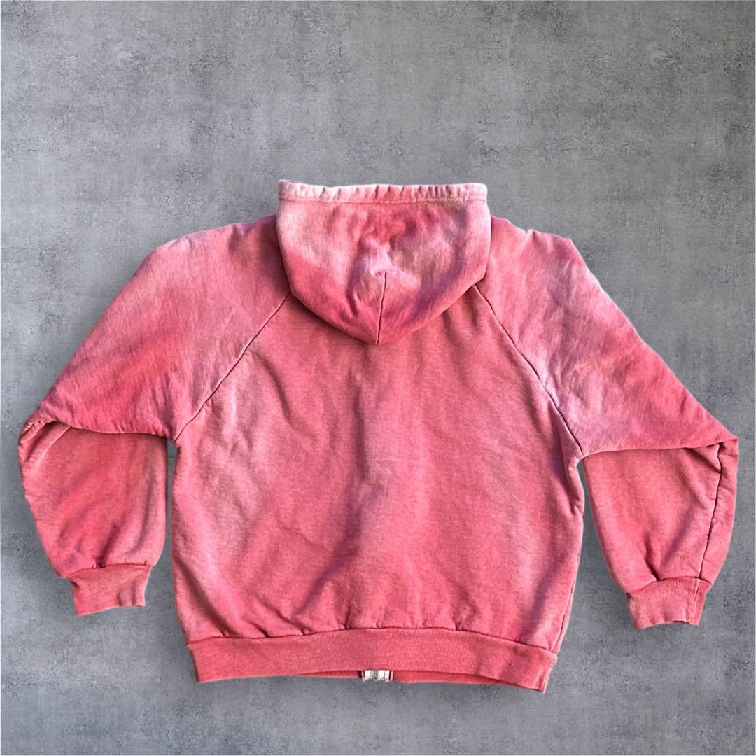 70s 80s 裏サーマル ルーマニア 短丈 ジップパーカー レッド フェード