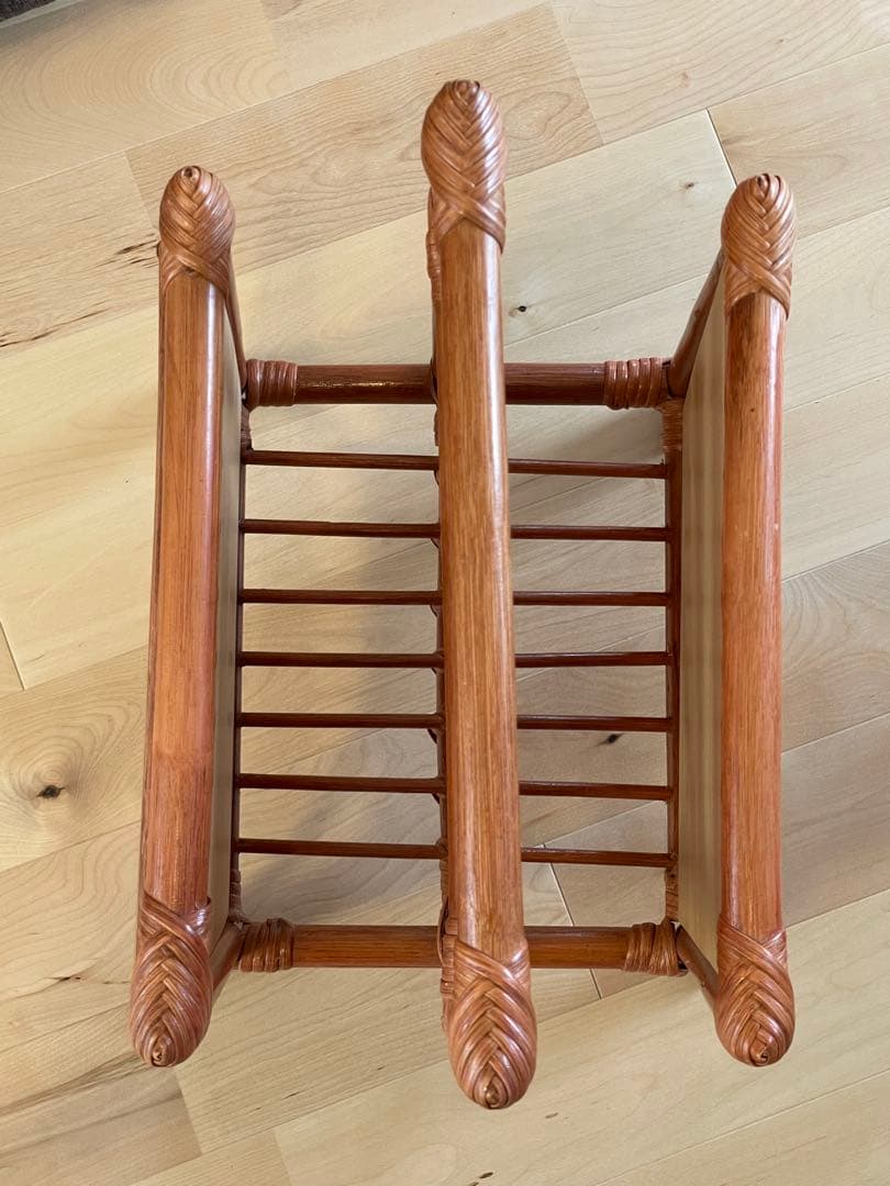 トールペイント（花と鳥）ラタン製マガジンラック