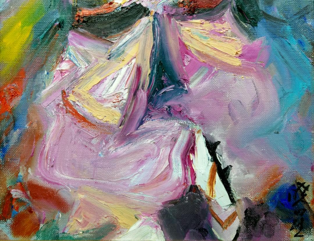 露口暁星 油彩 阿波おどり～歓踊 二科展入選 徳島県知事賞 全日本美術家名鑑掲載