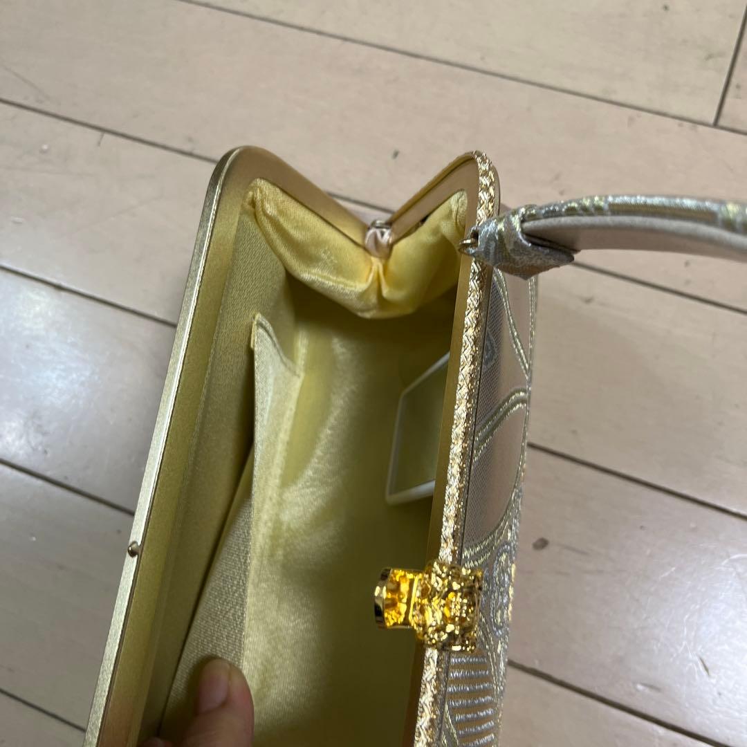 ゴールド刺繍和装用バッグと草履セット