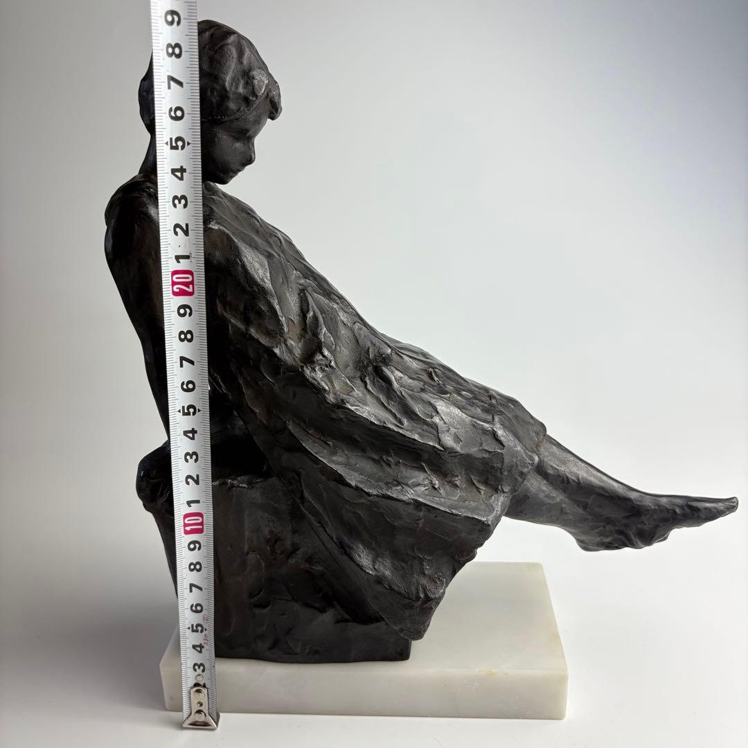 彫刻家 黒田嘉治 作 ブロンズ像 少女 1959年製作 共箱付属 東洋 彫刻