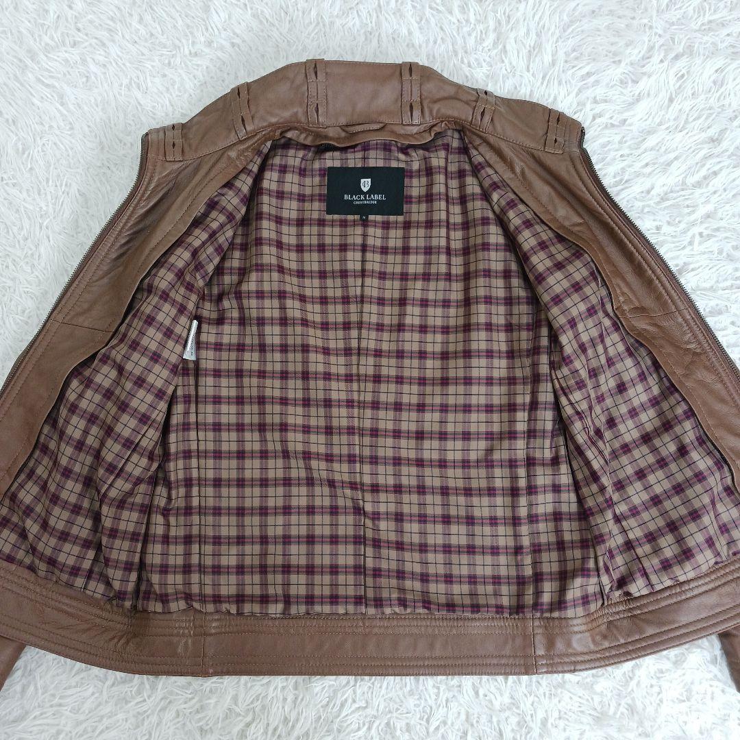 ✨良品✨ブラックレーベル レザーライダース ラビットファー キャメル