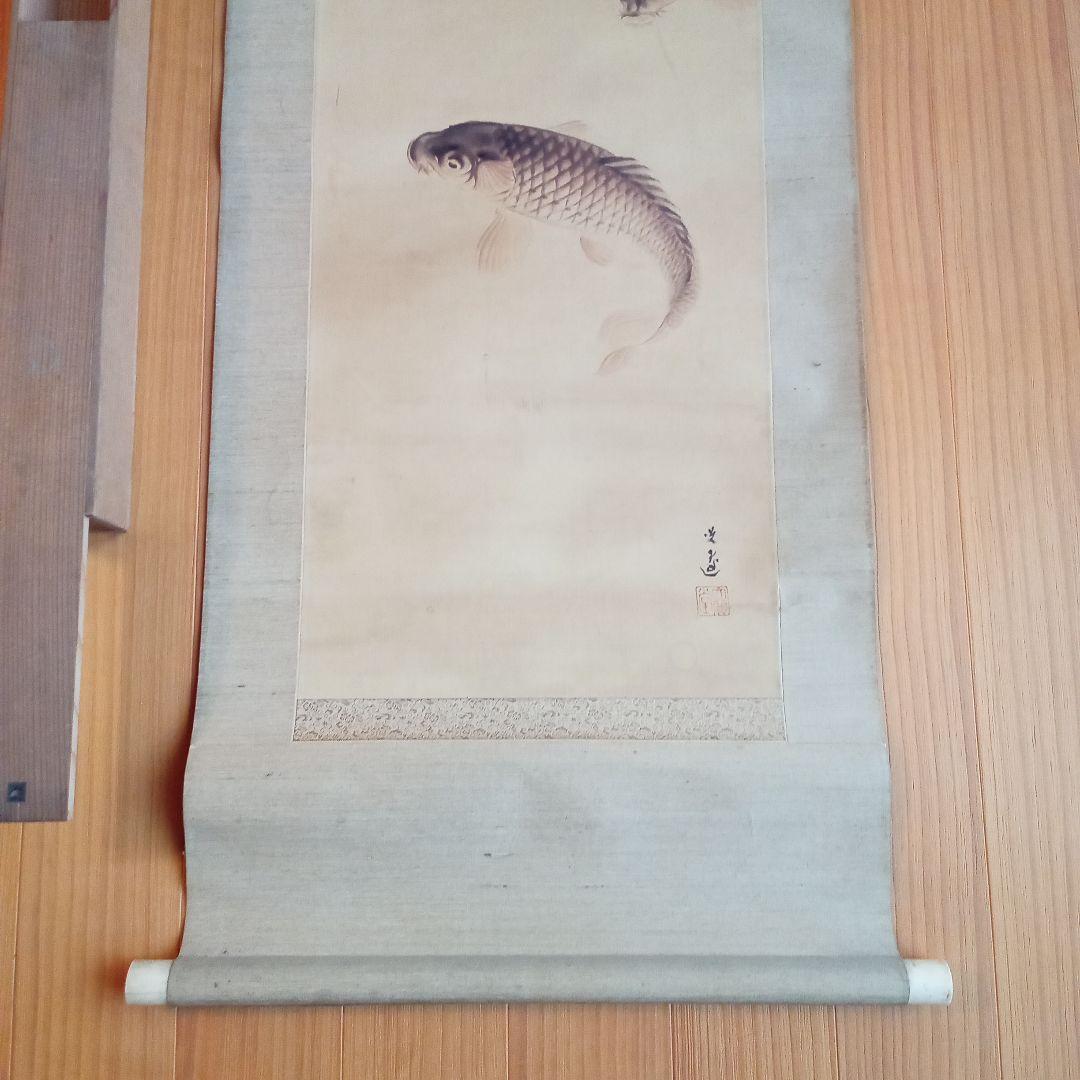 【真作】 鯉の光達 森田光達　(雙鯉之図・養生箱)