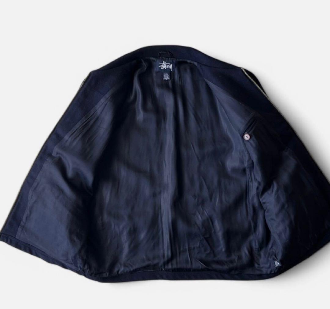 90s Stussy Wool Jacket Navy L ポーカーズ
