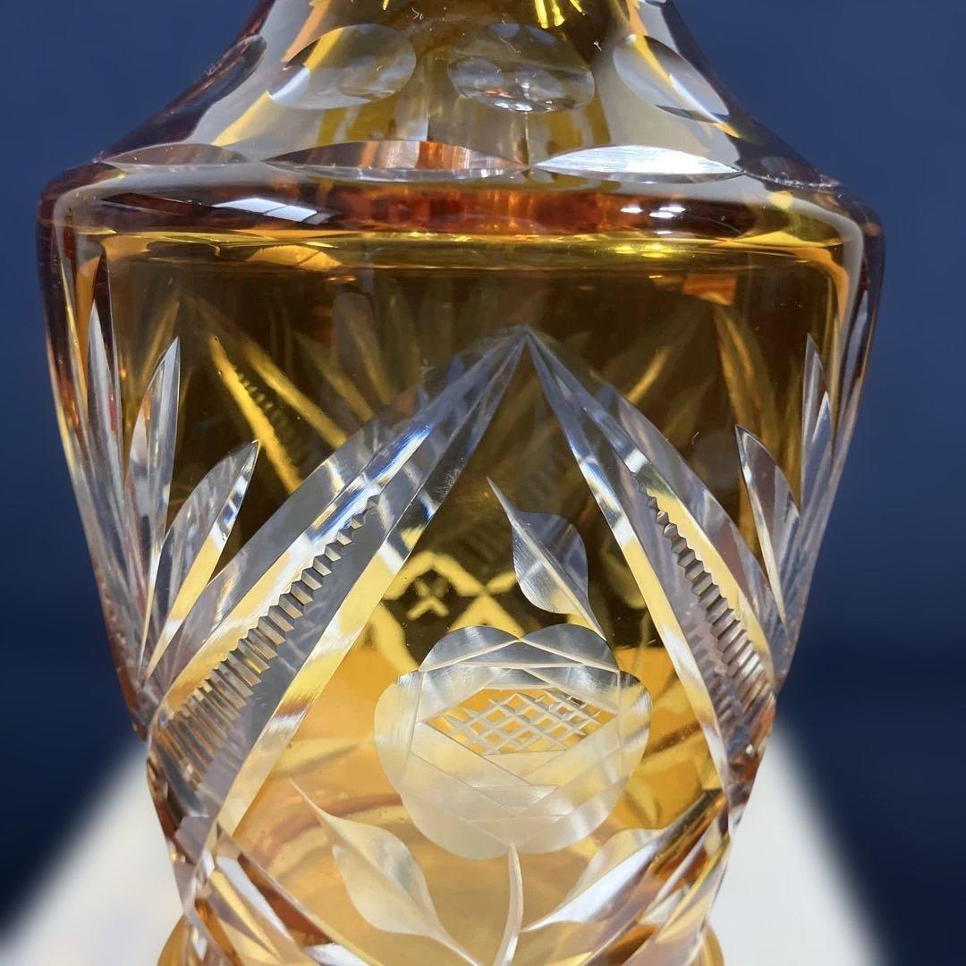 各務クリスタル 「琥珀色の花瓶」色被せ硝子 クリスタル琥珀の煌シリーズ