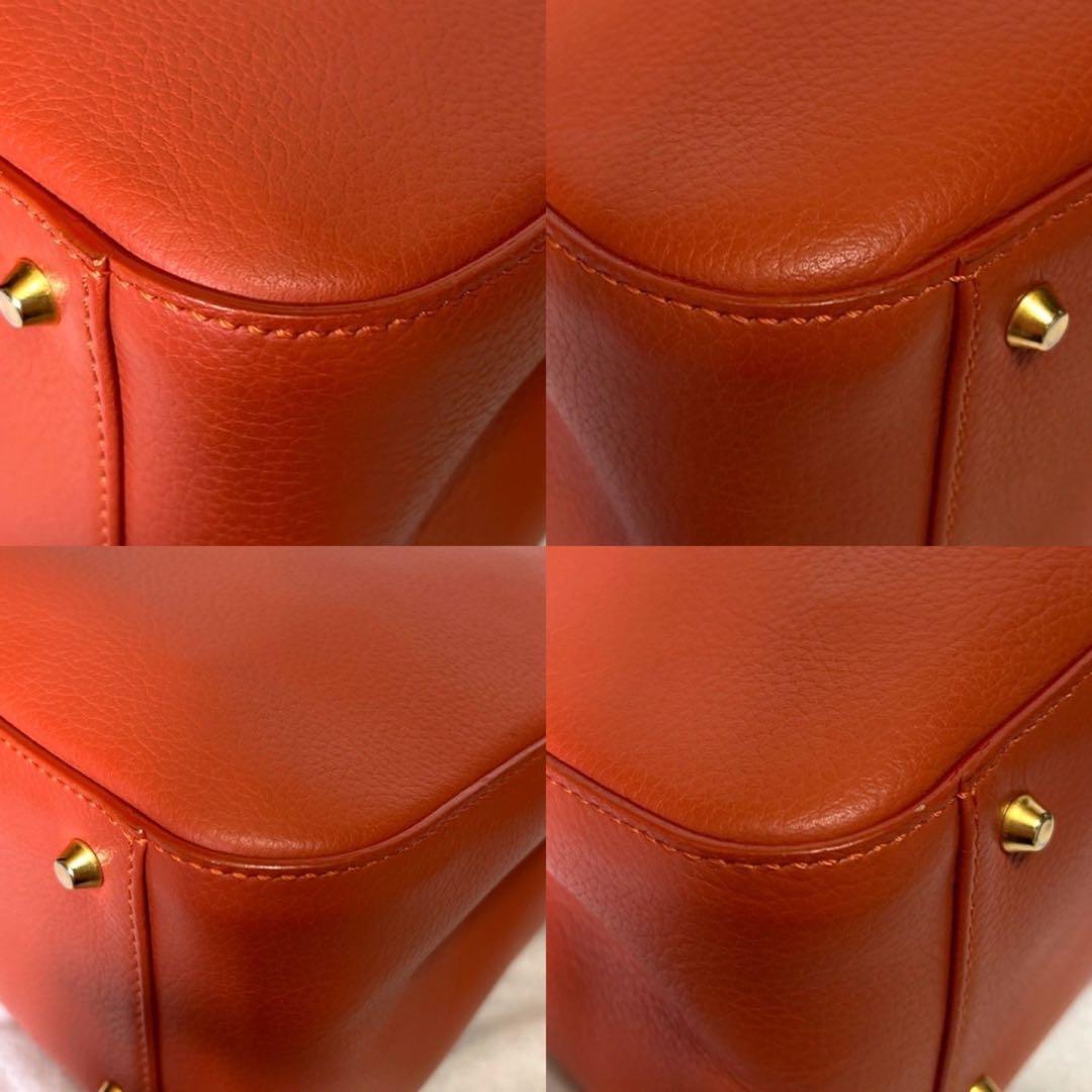 専用品MORABITO オレンジ メルクルディ レザー ゴールド金具ハンドバッグ