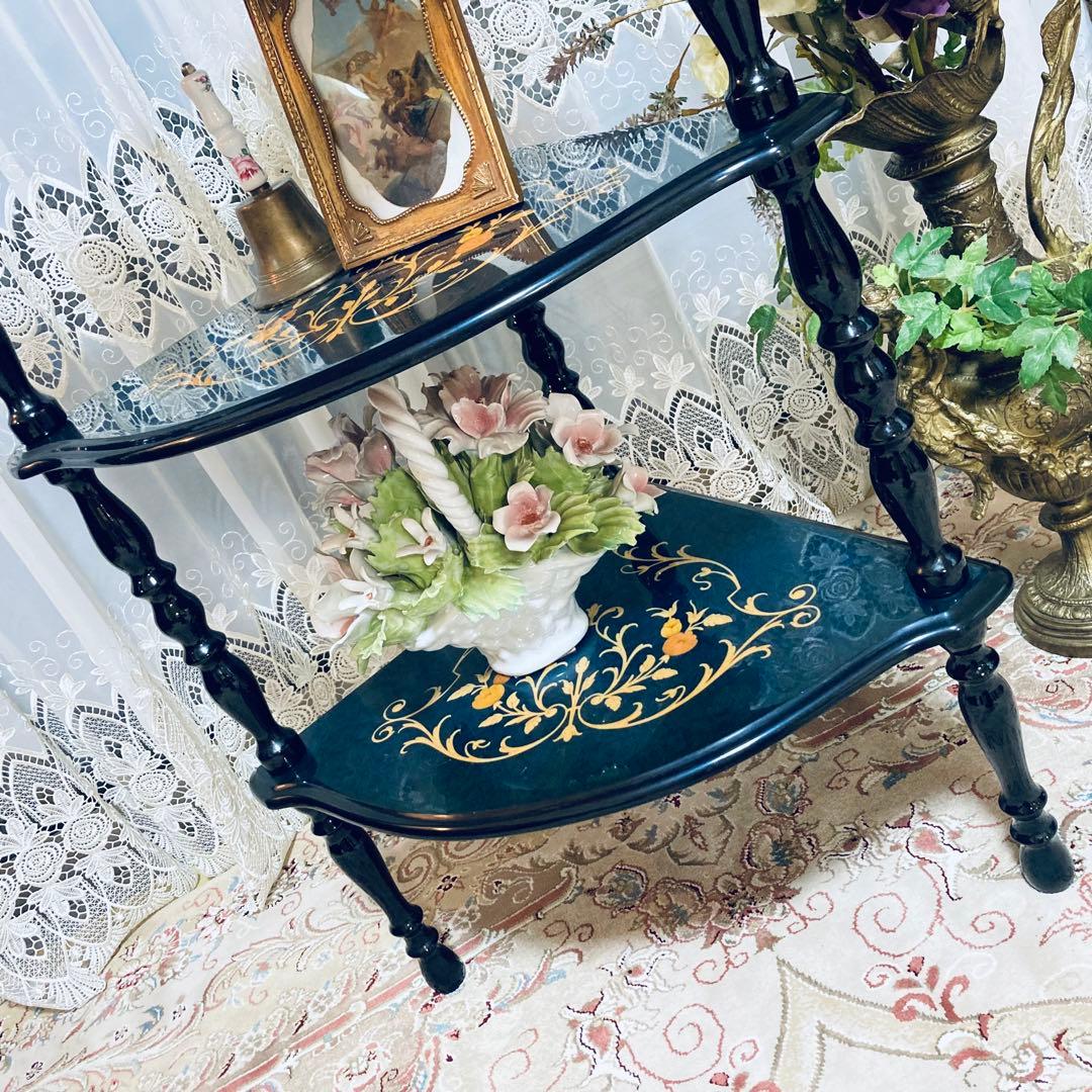 イタリア製象嵌 ドマンDemain コレクション コーナーテーブル 飾り棚