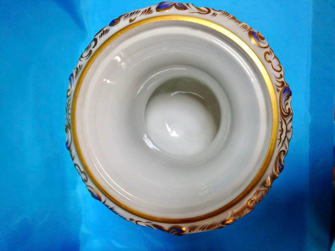 ヘレンドアンティーク☆コンポート蓋付花瓶飾物陶器H34.5金彩一点物