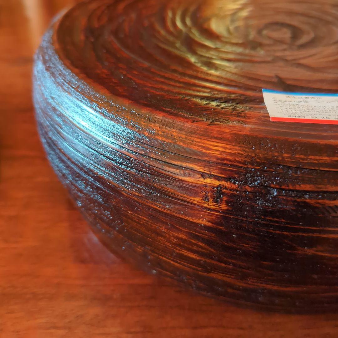 茶道具 漆器 木工細工 天然木 木製くり抜き茶櫃（上蓋独楽塗盆）茶器