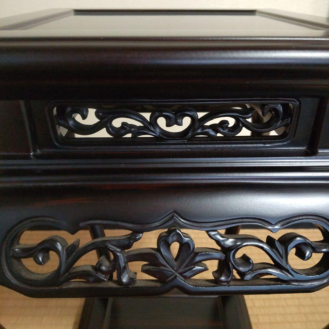 唐木 黒檀 高卓 透かし彫り唐木台 香炉台 花台 飾台 床の間 花台