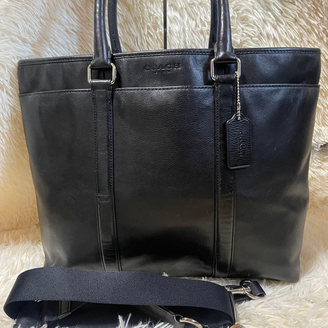 コーチ　メトロポリタン　2way　ビジネストート　ビッグトート　シボ革　黒　A4