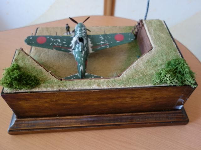 ★1/48スケール★旧日本軍航空基地ジオラマ　紫電　完成品