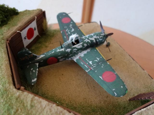 ★1/48スケール★旧日本軍航空基地ジオラマ　紫電　完成品