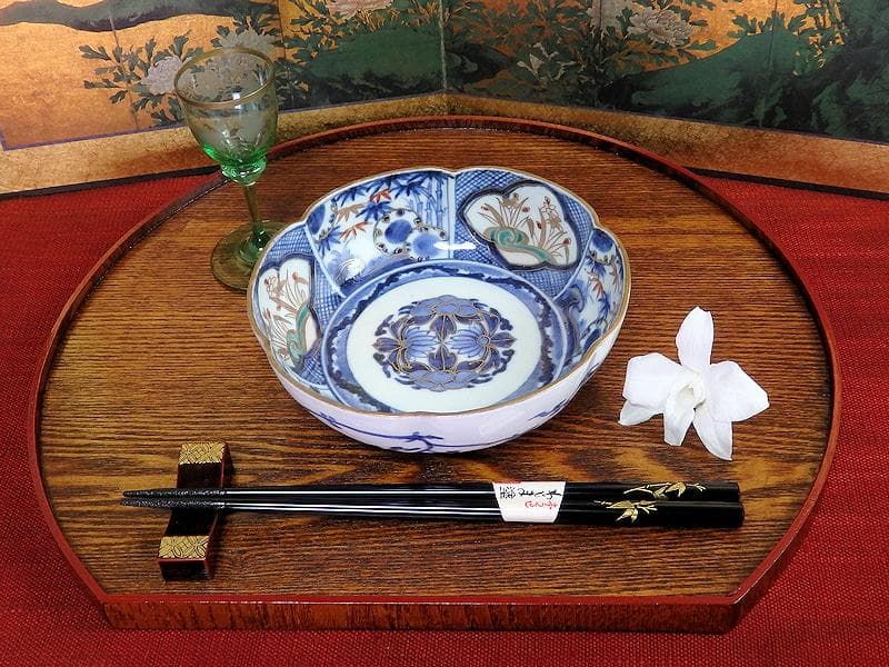 古伊万里　染錦　窓絵　雪輪に笹　花の図　膾皿　江戸期　C744AS-fbtv 古伊万里 染錦 窓絵 雪輪に笹 花の図 膾皿 江戸期 C744AS-fbtv - メルカリ