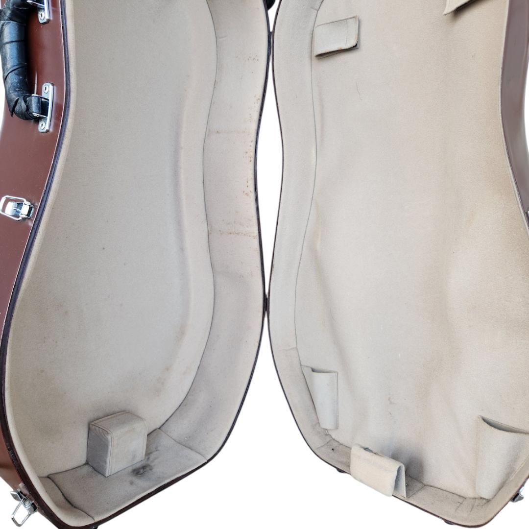 チェロ用ハードケース ブラウン 傷有 金具調整可 ストラップ付