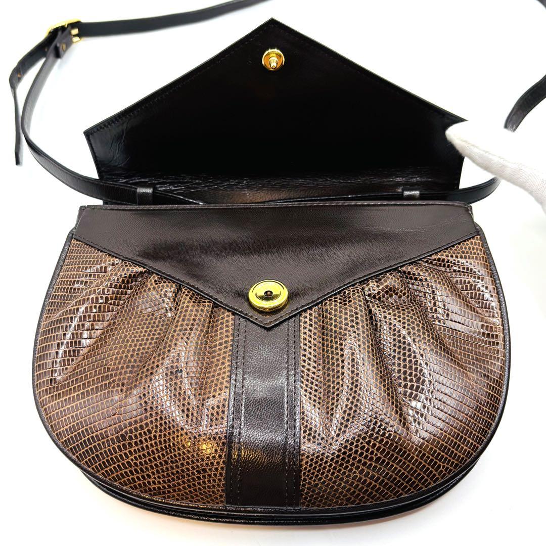 【極美品】JRA イヴサンローラン ショルダーバッグ リザード レザー 2way