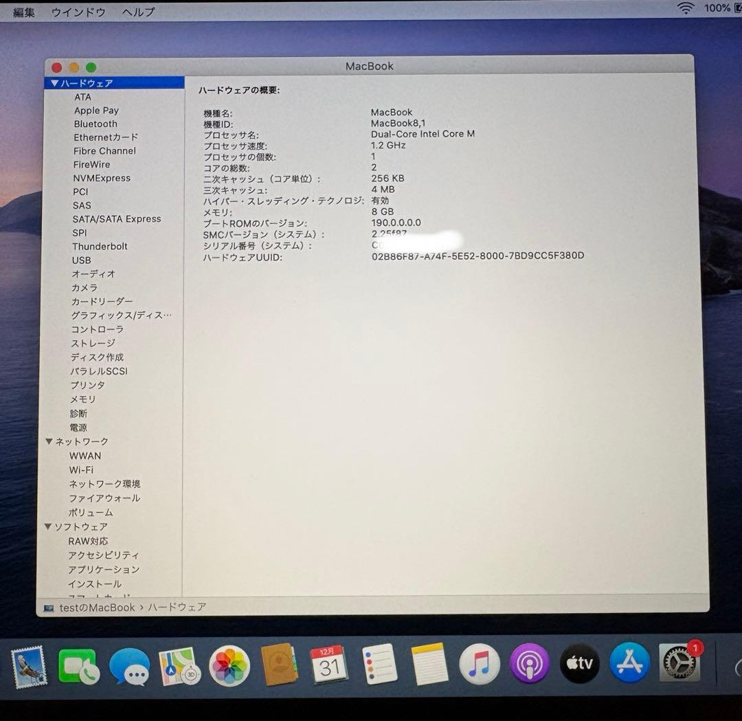 MacBook本体 MacBook 2015 1.2GHz 500GB