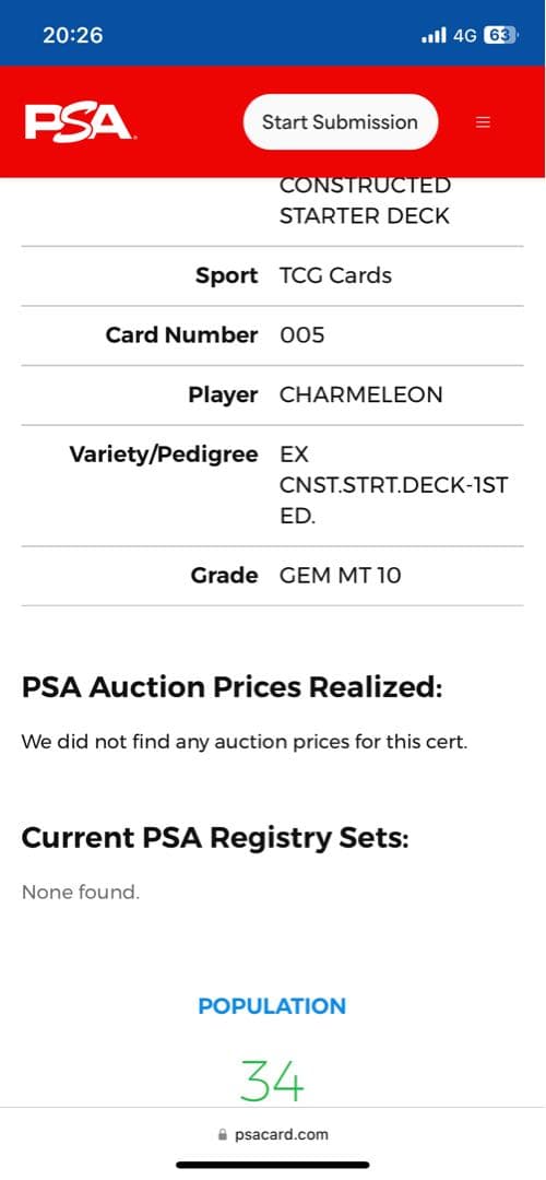世界34枚 PSA10 リザード デルタ種 1ST charmeleon 43