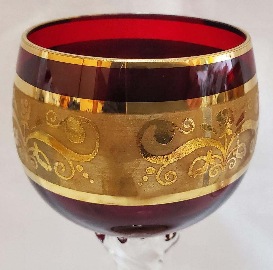 ドール 明治大正期 古いガラスの豆ランプホヤ 赤縁金魚鉢火屋 花図