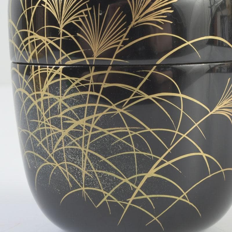 茶道具 智斎造 武蔵野蒔絵 中棗 共箱 V 9522