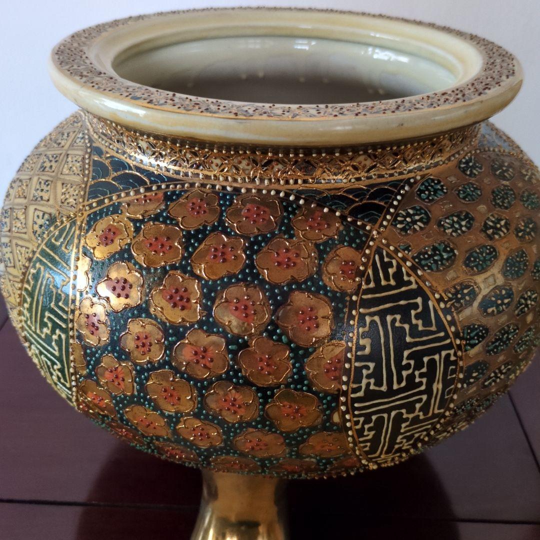 九谷焼 大香炉 三足 青粒 骨董 工芸品 古美術 アンティーク