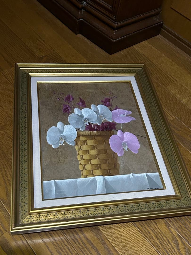 古宇田公仁　作品　油絵　籠の蘭