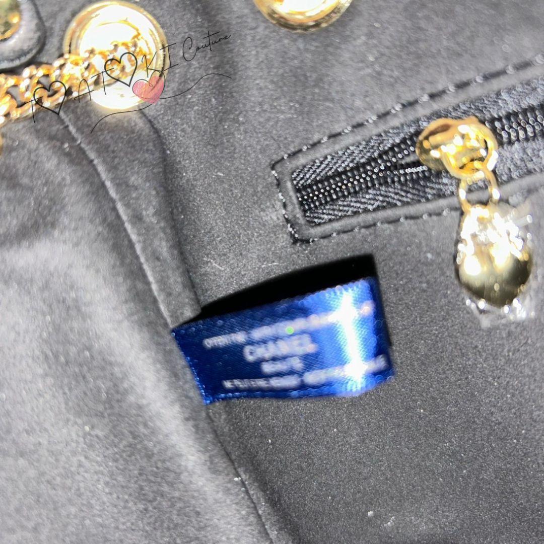 訳あり❤CHANEL❤ネイビーラメ巾着ショルダーバッグゴールドチェーンの