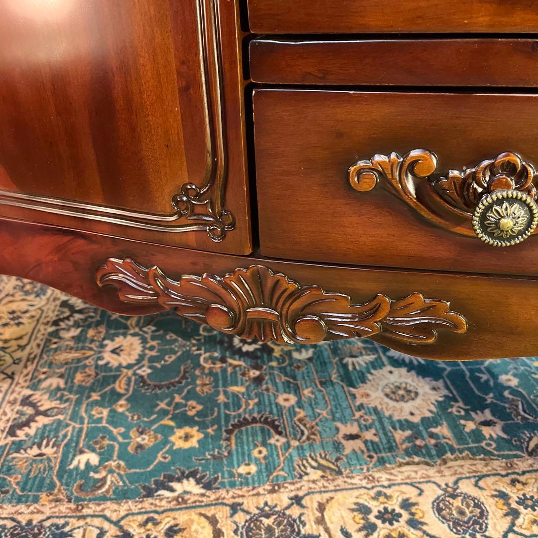 レザートップ 猫脚 アクセントホールキャビネット