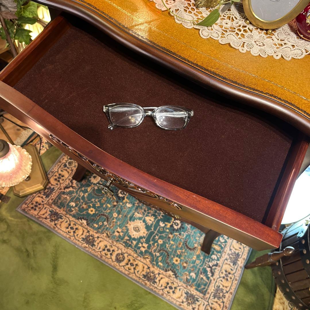 レザートップ 猫脚 アクセントホールキャビネット