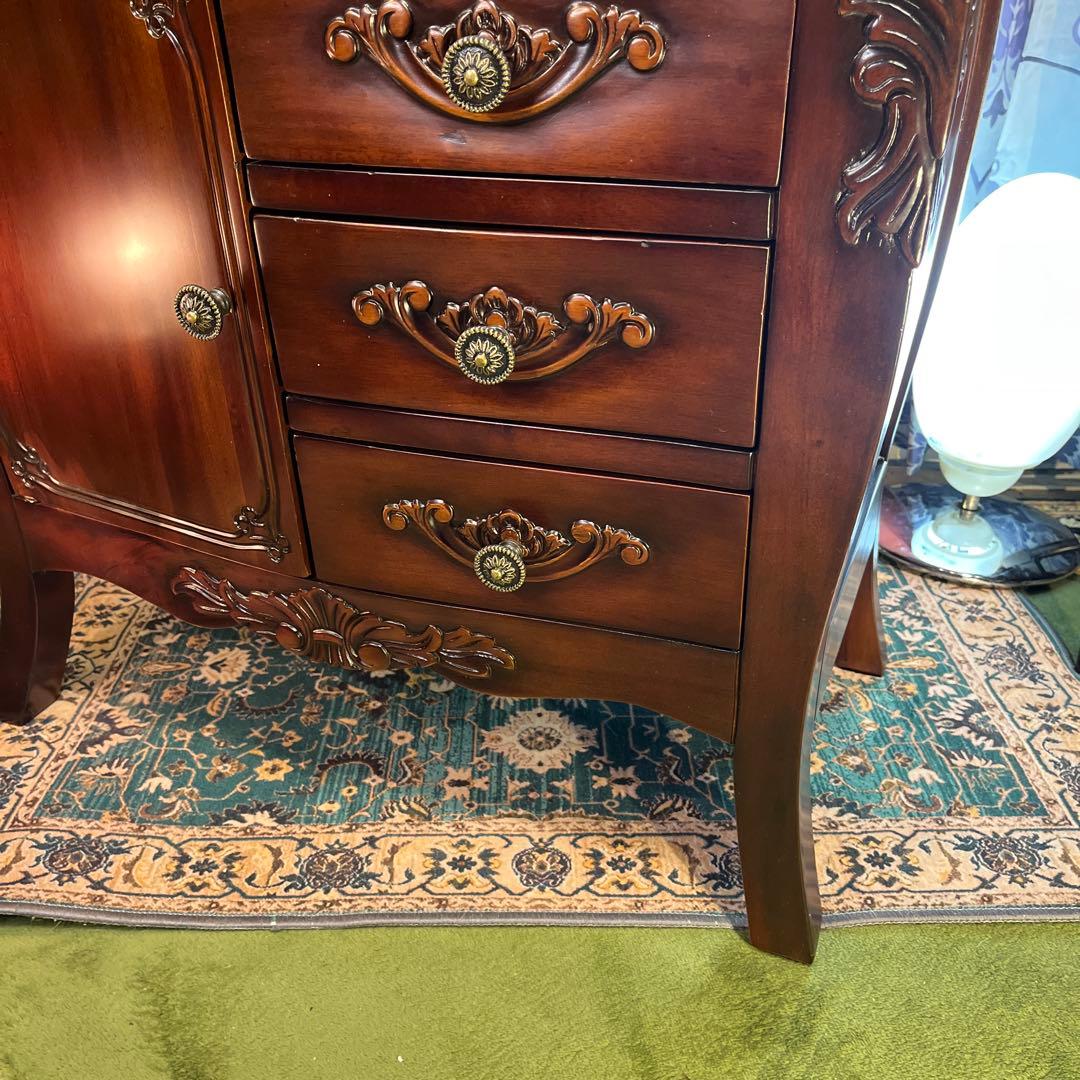 レザートップ 猫脚 アクセントホールキャビネット