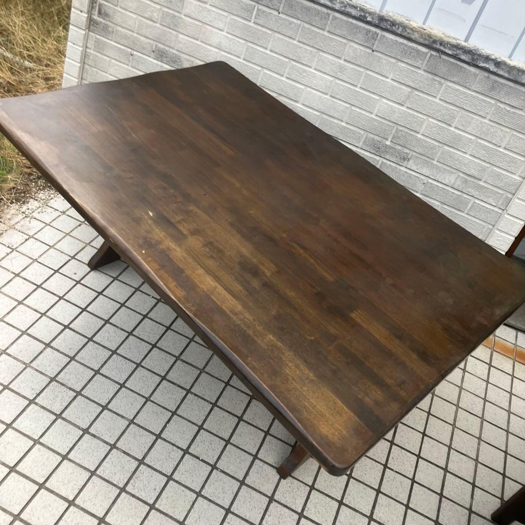 北欧レトロ カリモク ルスティック 大型 木製ダイニングテーブル ビンテージ