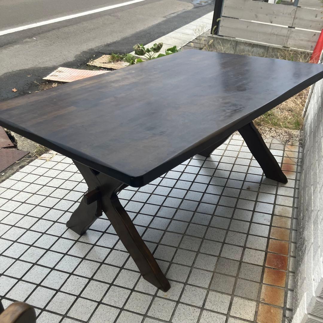 北欧レトロ カリモク ルスティック 大型 木製ダイニングテーブル ビンテージ
