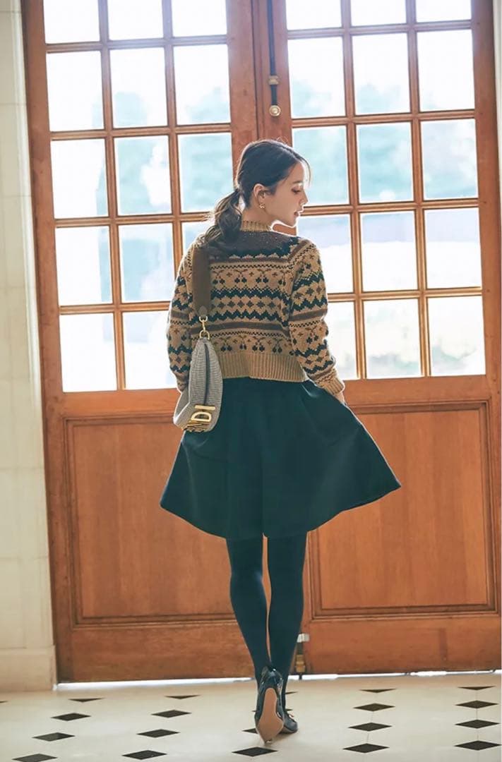 【164】美品！seventenセブンテン☆ハイウエストフレアキュロット(黒)