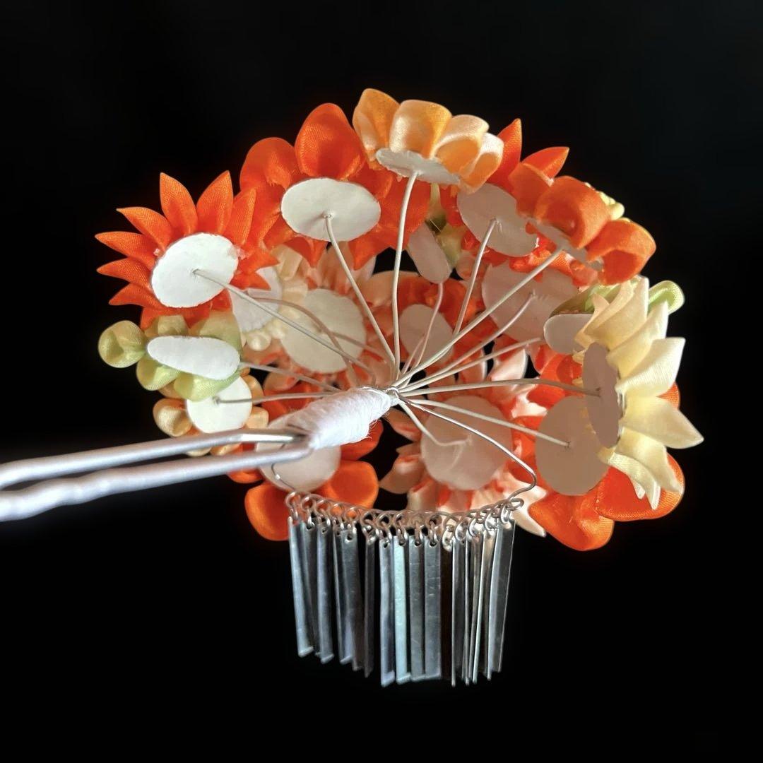 専用です。 日本髪 髪飾り 七五三(7歳) 橙色